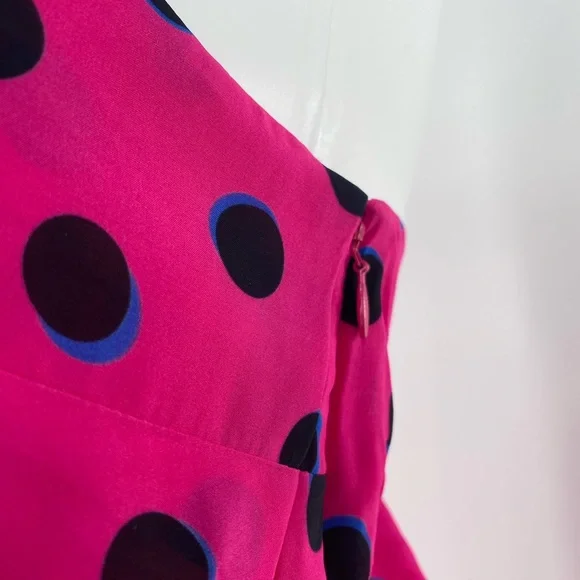 10 Crosby Derek Lam NWT Taula One Shoulder Ruffle Hem Dress Pink Polka Dots New - Picture 4 of 11